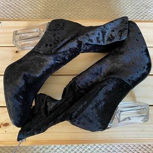 Black velour boots Size 8